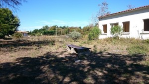 Ancien camping abandonné de l'île de Ré - Un banc derrière la salle des fêtes