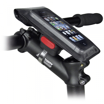Support de smartphone pour vélo, modèle Phonebag de marque Rixen und Kaul sur support Klickfix Quad (photo du site http://www.klickfix.de)